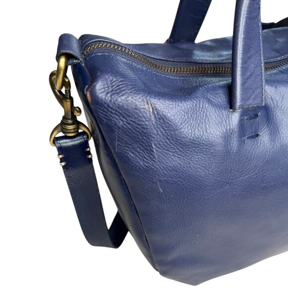 Anthropologie Kelsi Dagger Brooklyn Wythe Indigo Leather Satchel‎ Navy Blue Bag - Picture 3 of 12